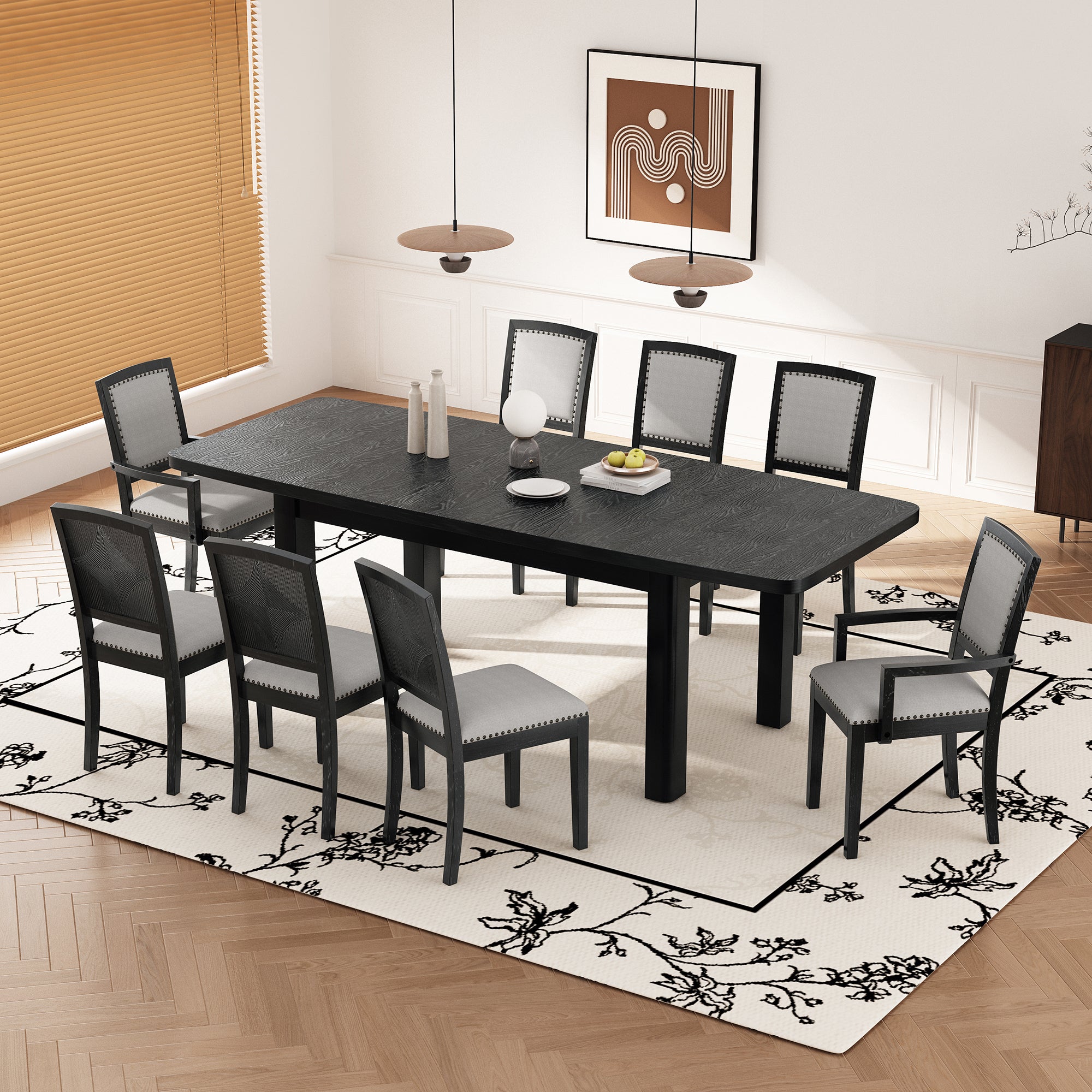 Rustic Farmhouse 9-Piece Extendable Dining Set