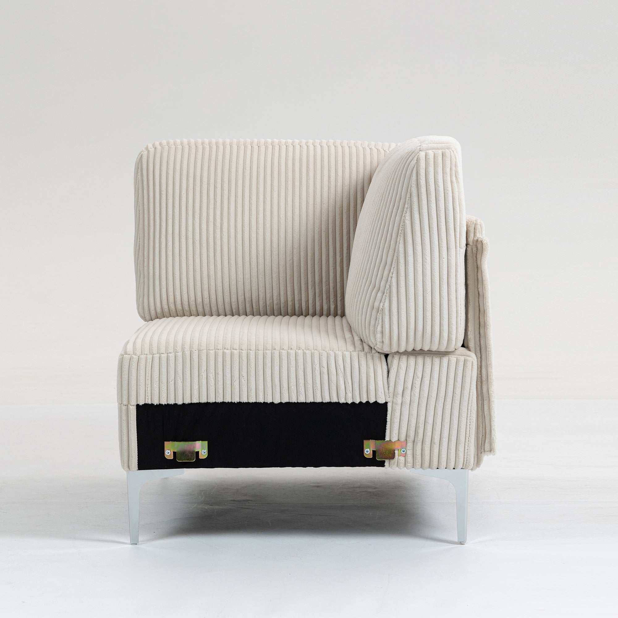 Modular Sectional Sofa Couch: Corner, Middle Seat - Beige Corduroy