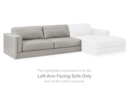 Light gray left-arm Laf sofa section with attached chaise and clean-lined cushions