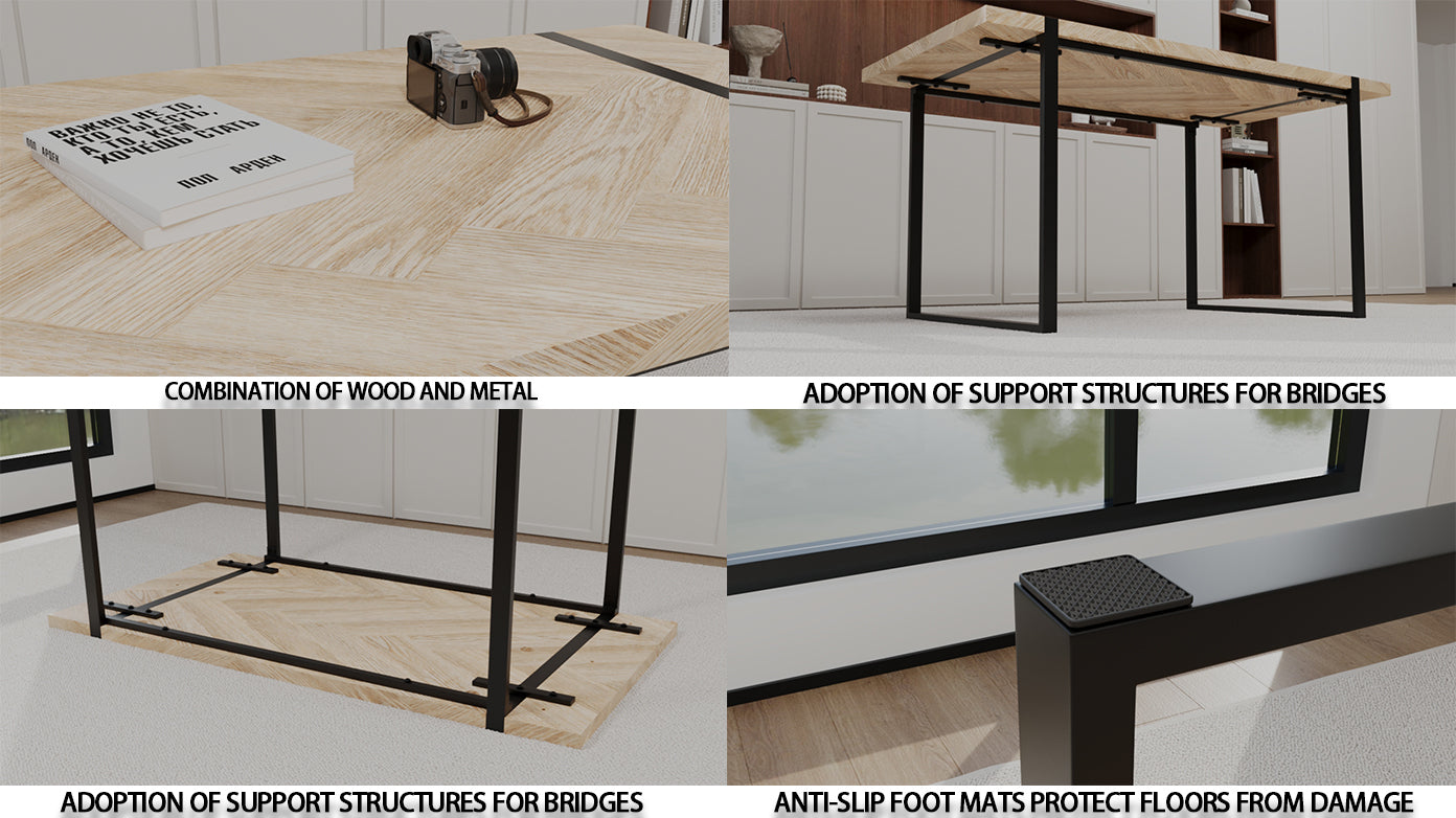 59" Modern Dining Table & 4 Chairs Set - Light Wood