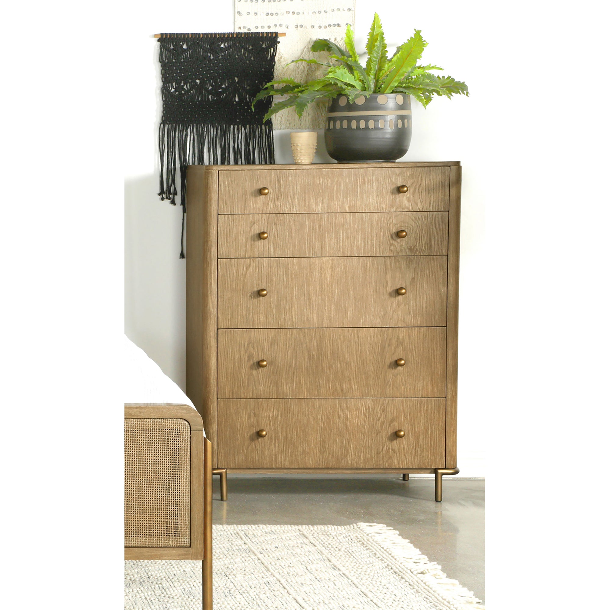 Stevie Sand Wash 5-Drawer Chest | Bedroom Storage