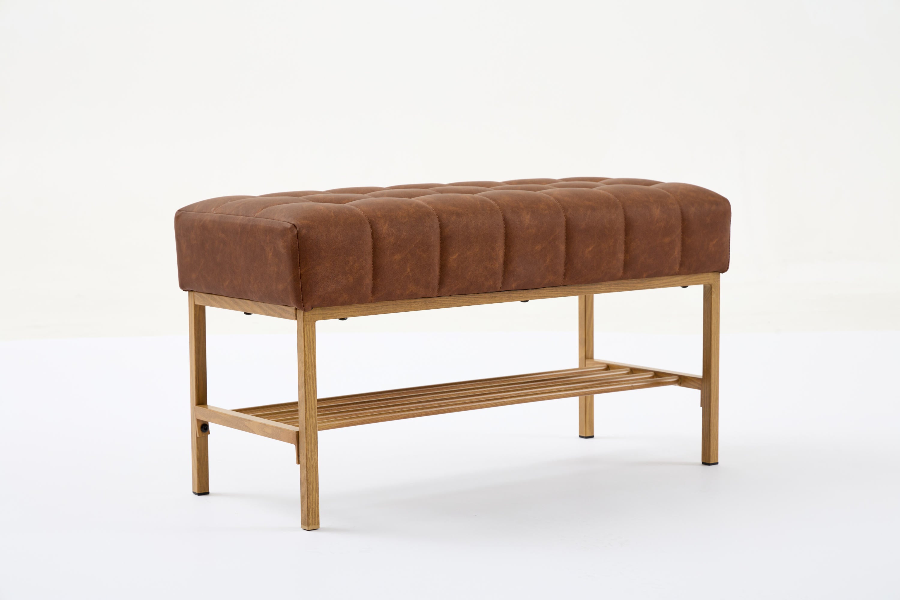 Retro Bed Bench w/ Shelf, 300 LB