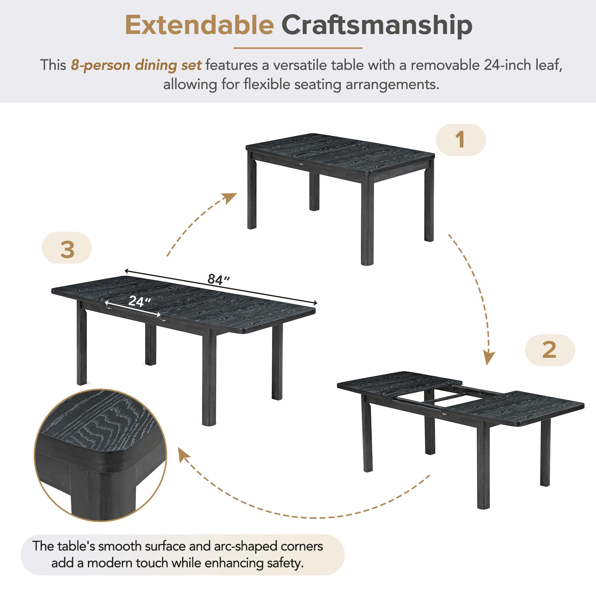 Rustic Farmhouse 9-Piece Extendable Dining Set
