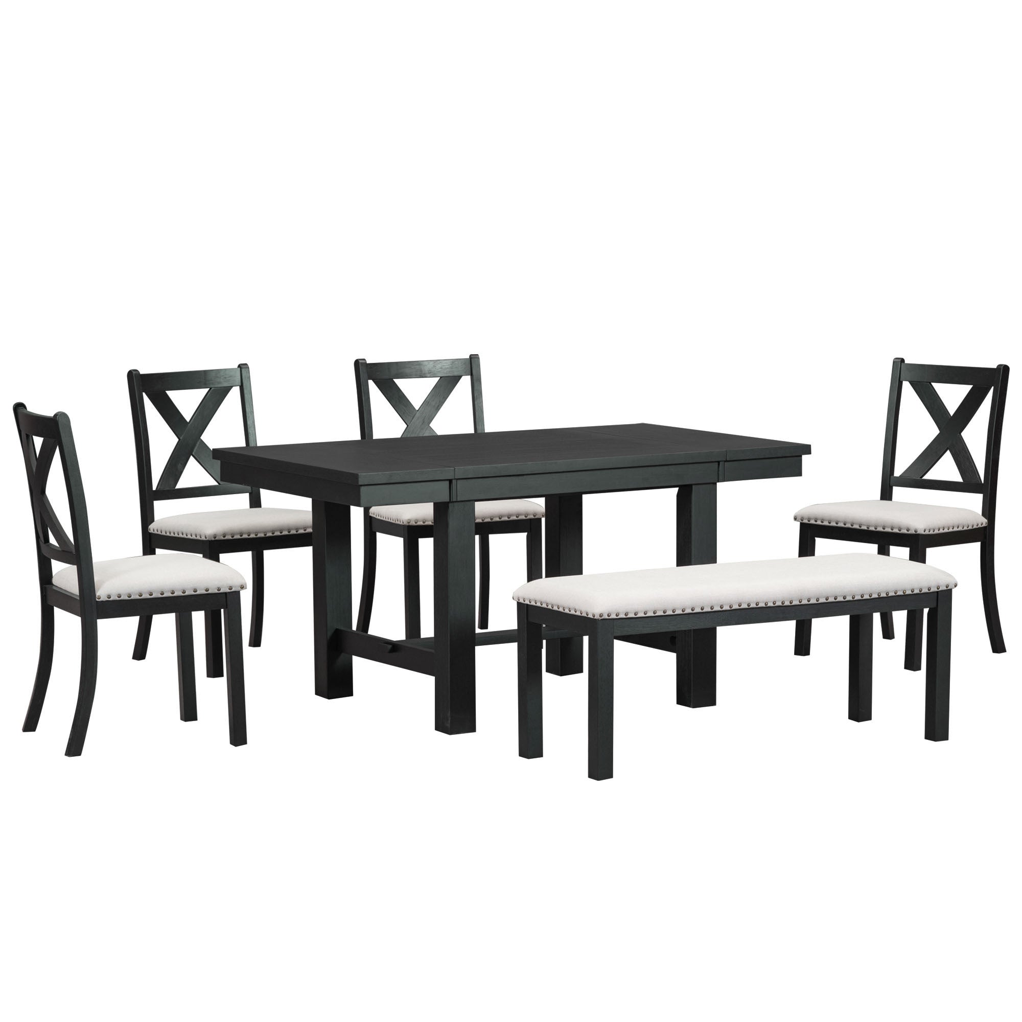 82" Farmhouse Dining Table Set, 6-Piece