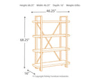 Bookcase dimension diagram with height, width, and depth measurements