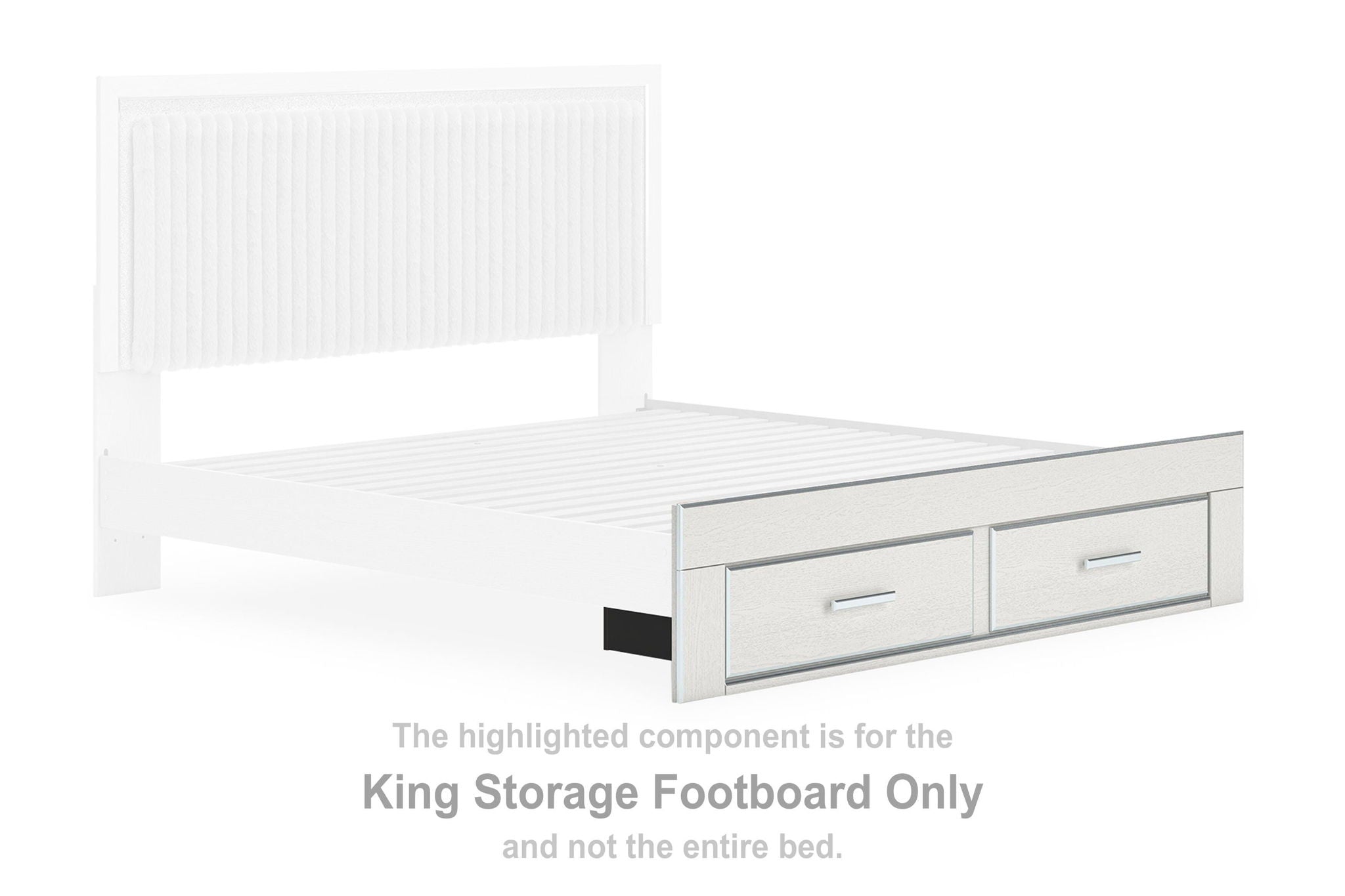 King storage footboard with two drawers, white finish