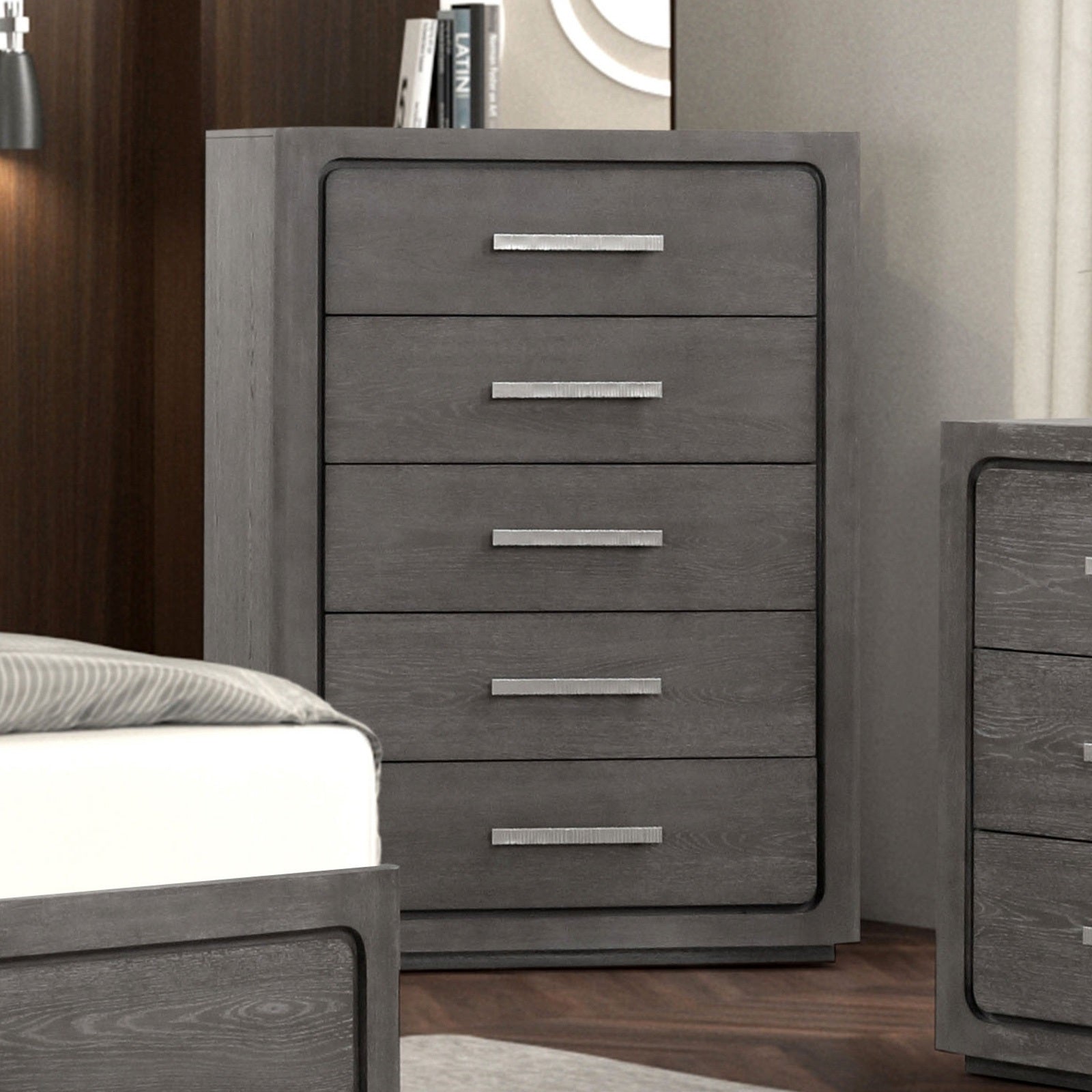 Warm Grey Contemporary Chest - English Dovetail Drawers