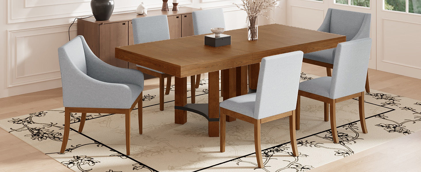 Rustic Extendable Dining Table Set - 7pc