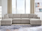 Gray corner sectional sofa with wide chaise and back cushions