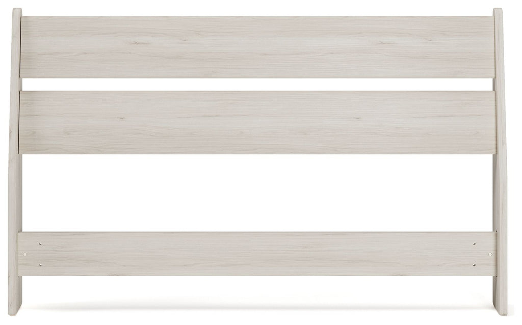 Socalle panel headboard, pale light wood with three slats and vertical side frames.
