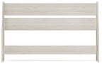 Socalle panel headboard, pale light wood with three slats and vertical side frames.