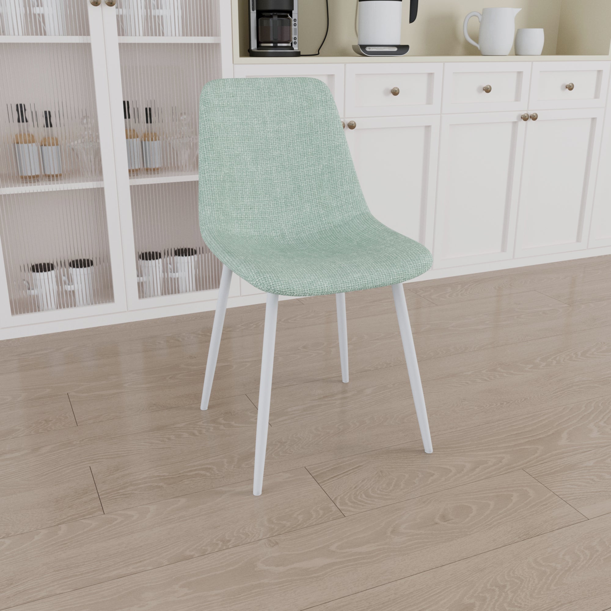 63" MDF Cream Dining Table & 4 Modern Chairs - Kitchen Set