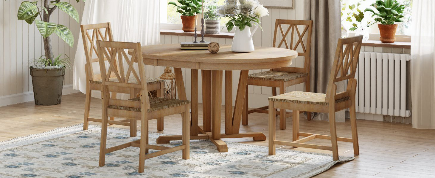 Rustic 5-Piece Round Dining Set