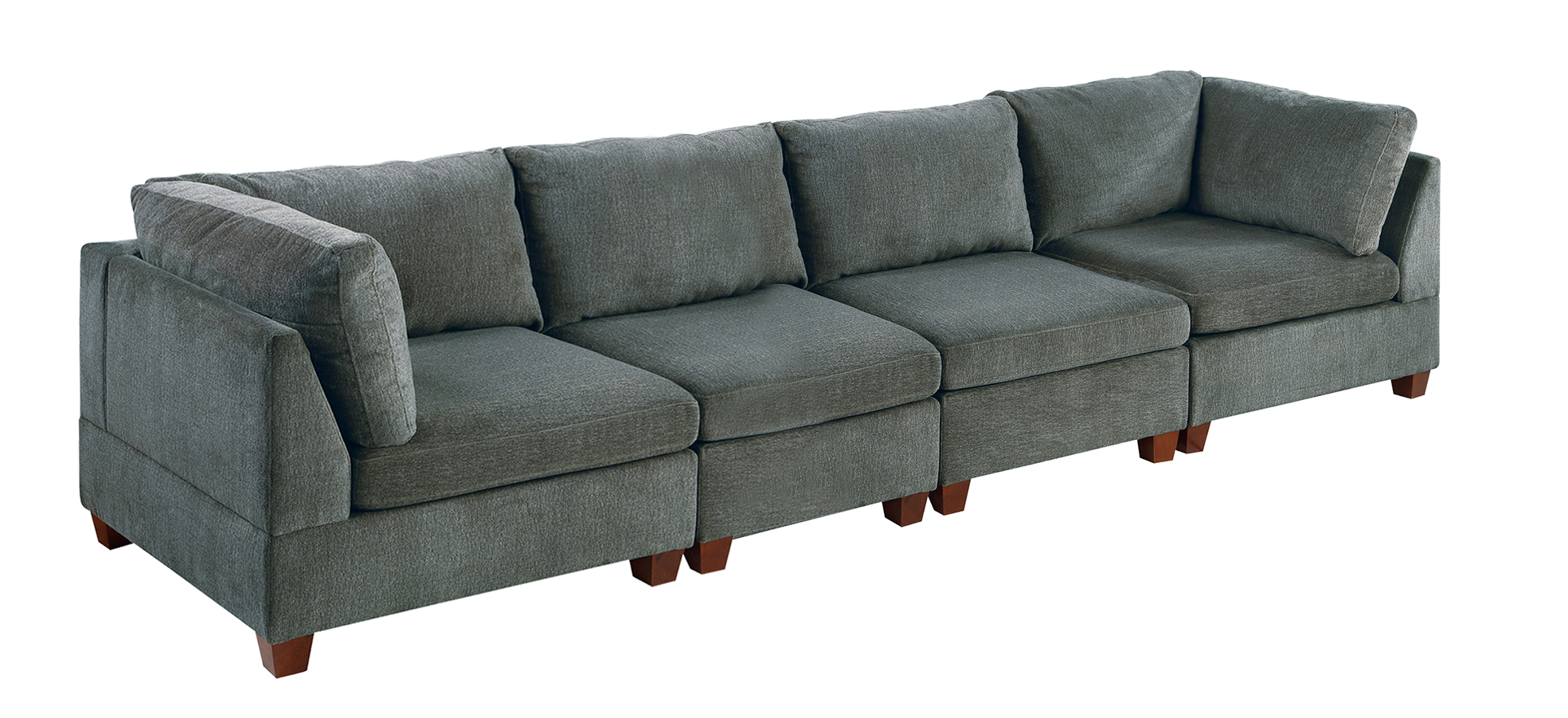 Gray Modular Sofa Set - 4 Piece Modern Furniture