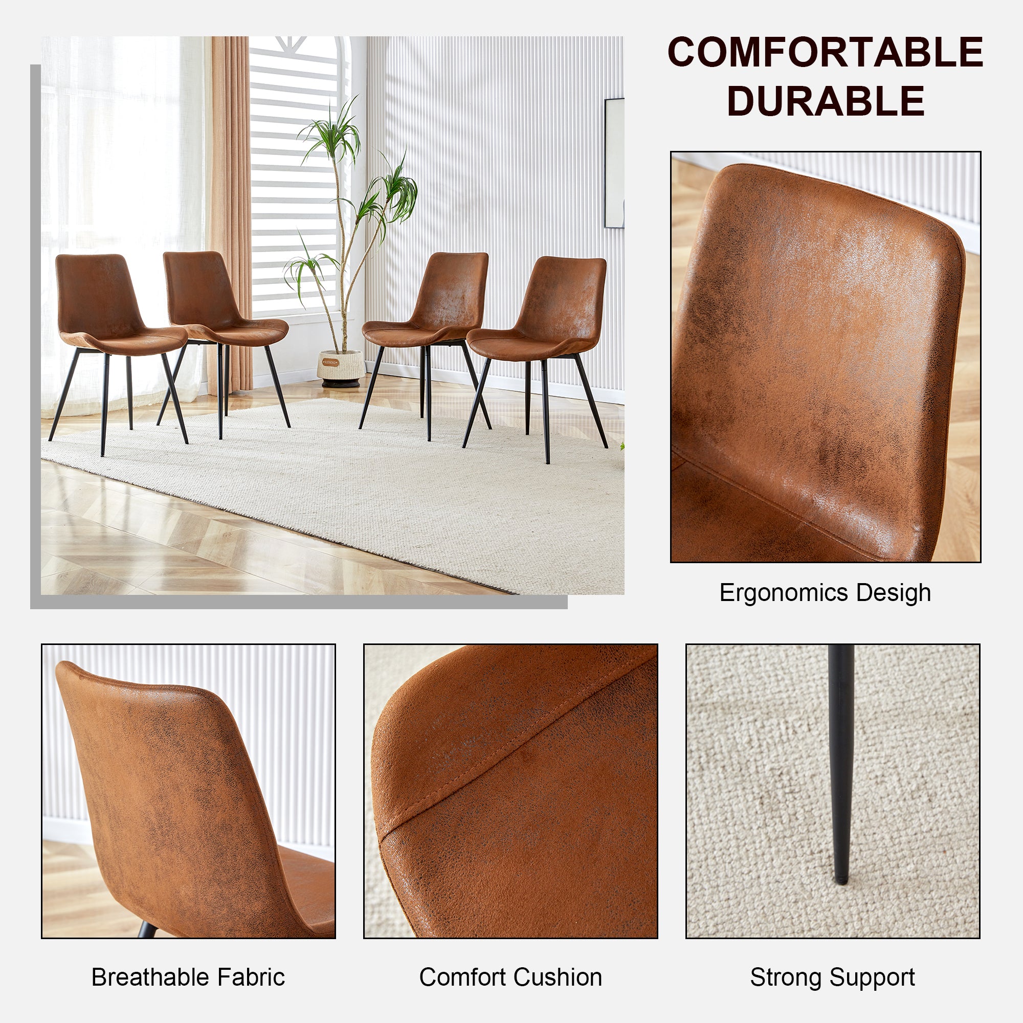 Modern Circular Dining Table & 4 Chairs Set | CT-403