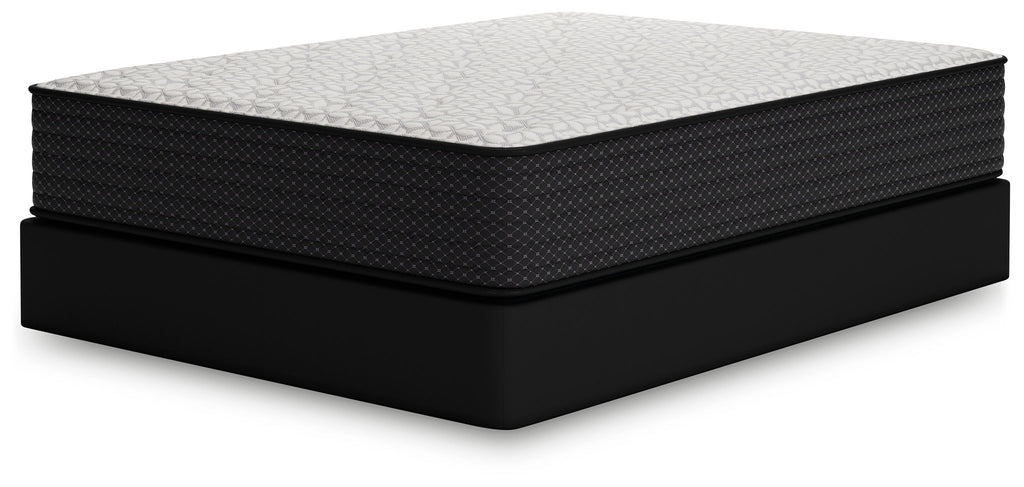 Plush mattress with white quilted top and dark textured sides