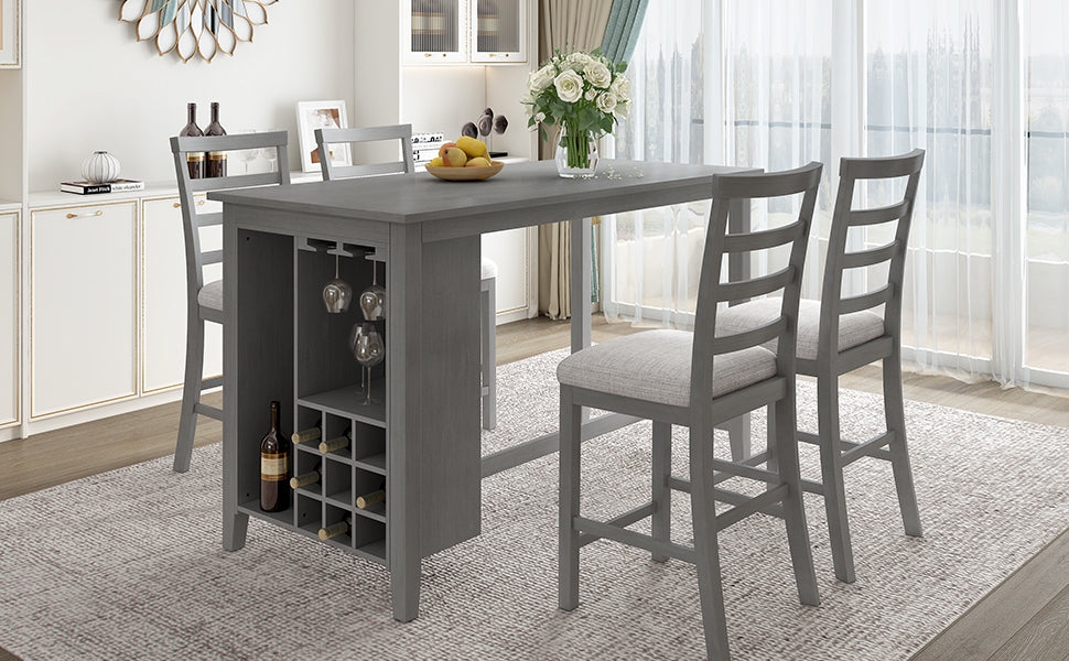 5-Piece Counter Height Dining Set (Gray)