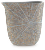 Blue-gray vase with radial mosaic pattern and rounded top rim