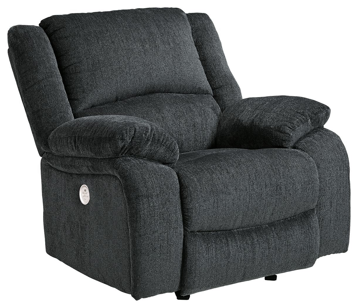 Slate fabric rocker recliner chair with side control lever and padded seat cushion