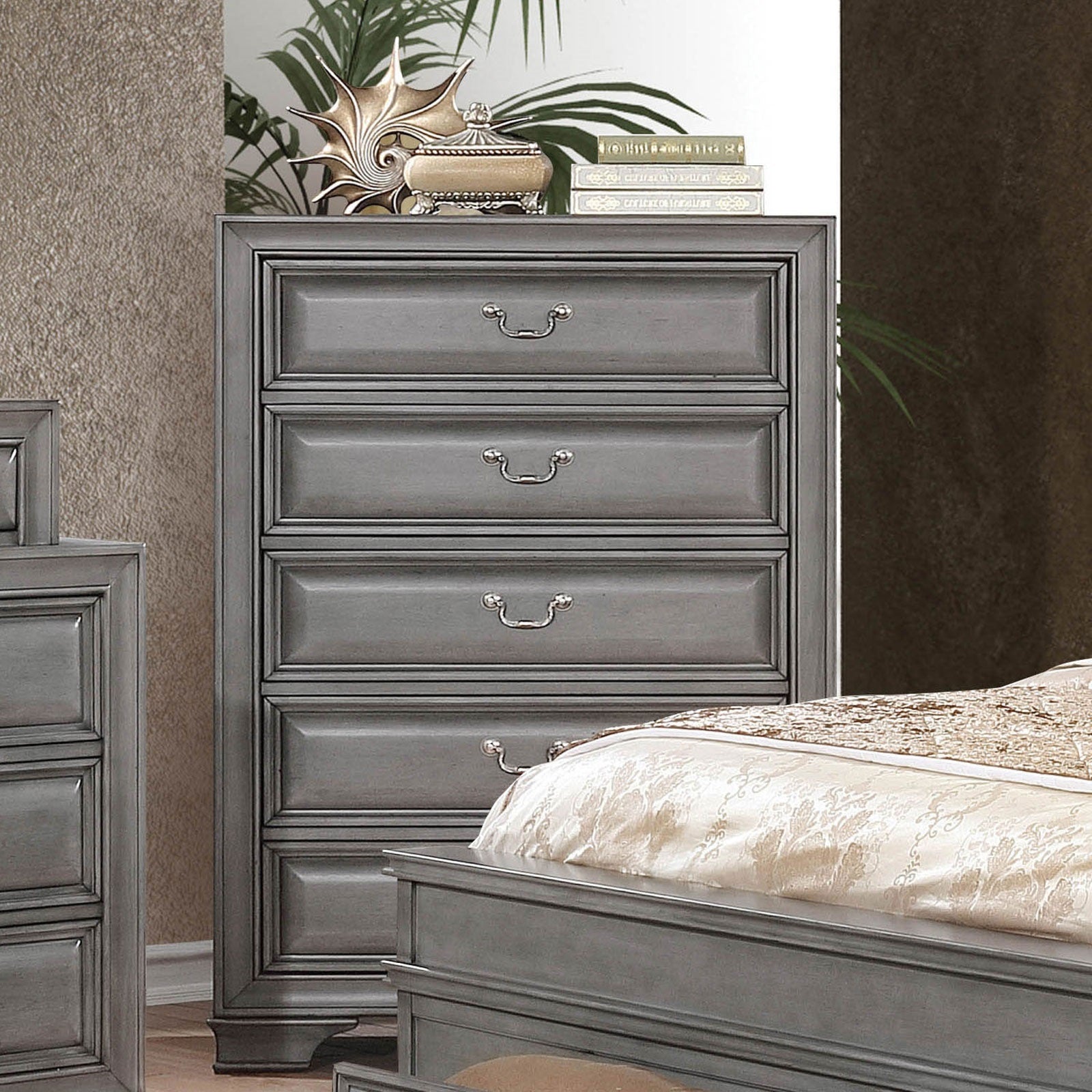 Transitional Gray Bedroom Chest - English Dovetail Drawers