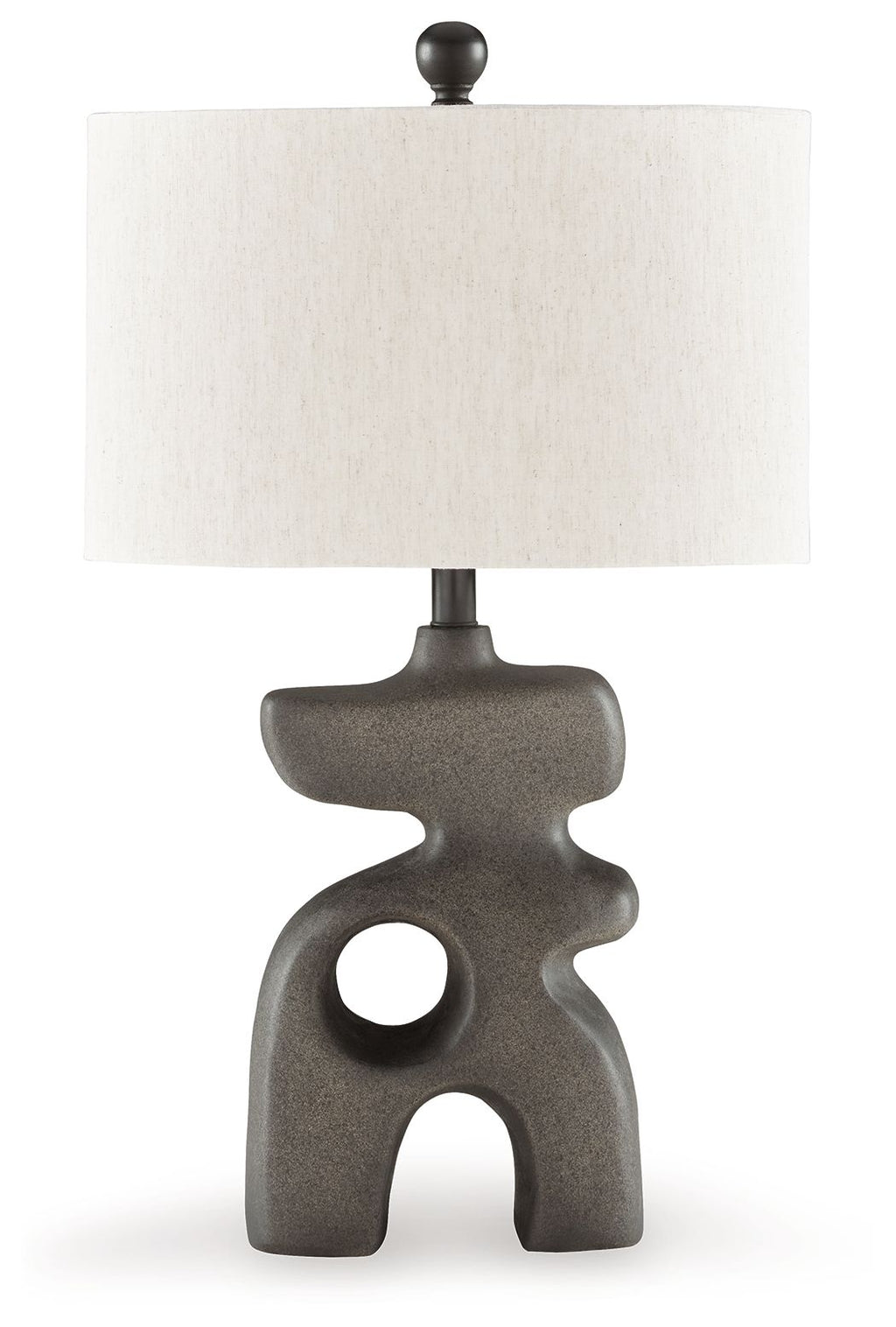 Danacy paper table lamp with textured beige shade and distressed dark gray sculpted base