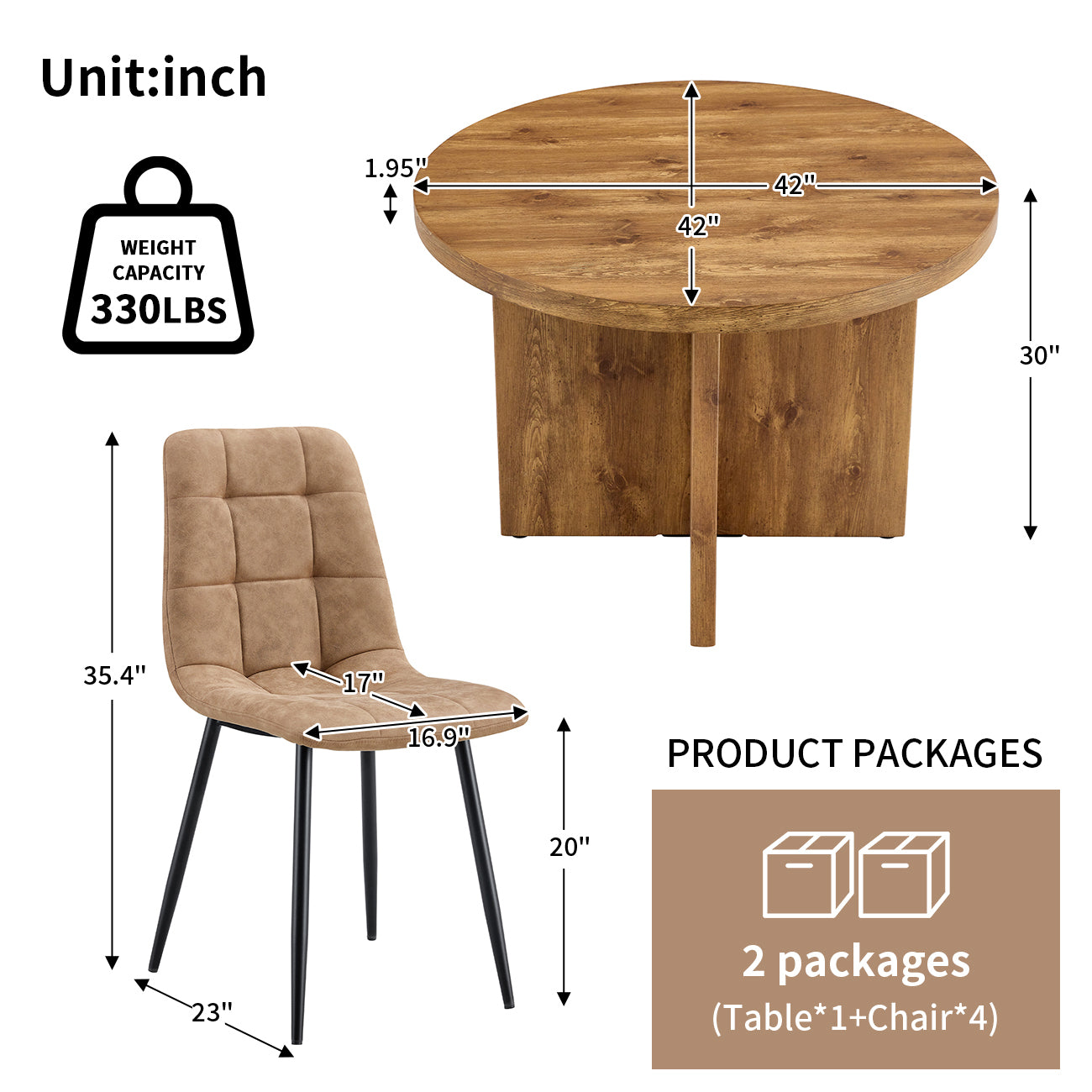 5 Pc Round Dining Table Set w/ 4 Chairs