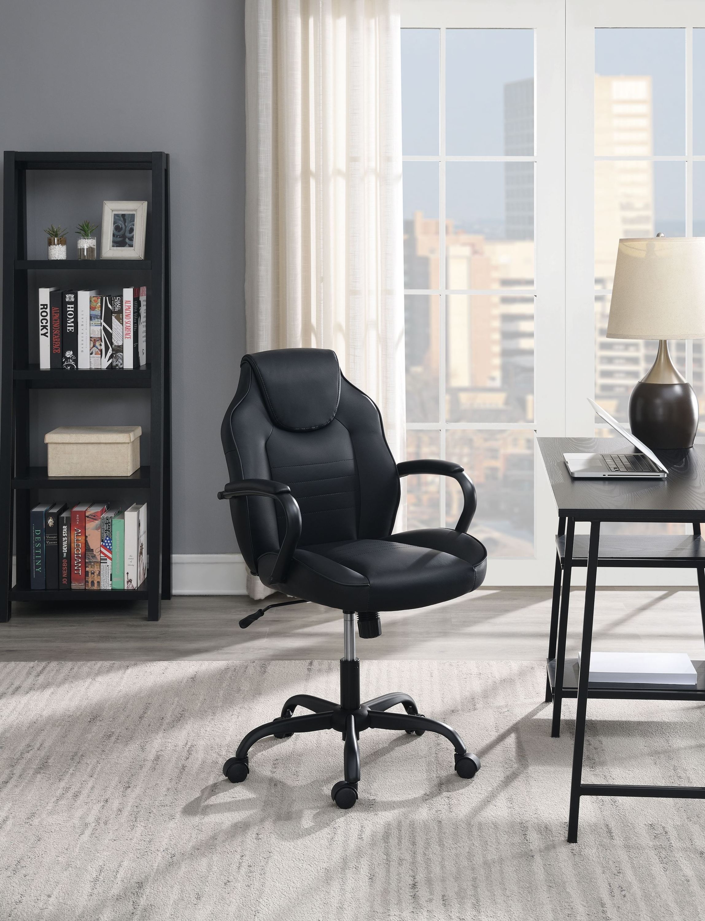 Black Faux Leather Office Chair - Ergonomic & Stylish