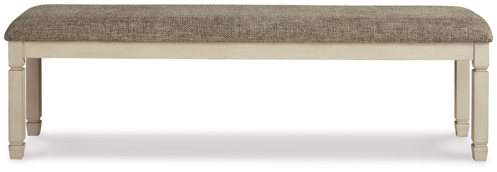 Upholstered bench with textured dark-brown seat and light beige wood legs