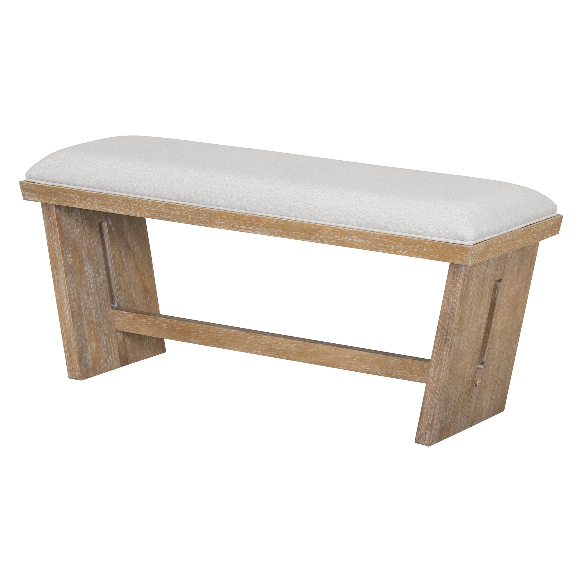 6-Pc Retro Dining Set w/ Bench - Natural Wood