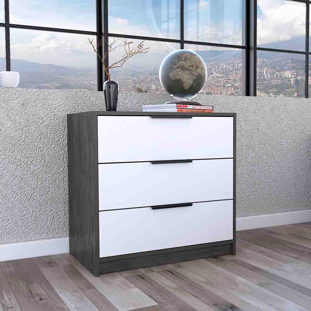 Smokey Oak/White 3-Drawer Dresser 27"H - Superior Top