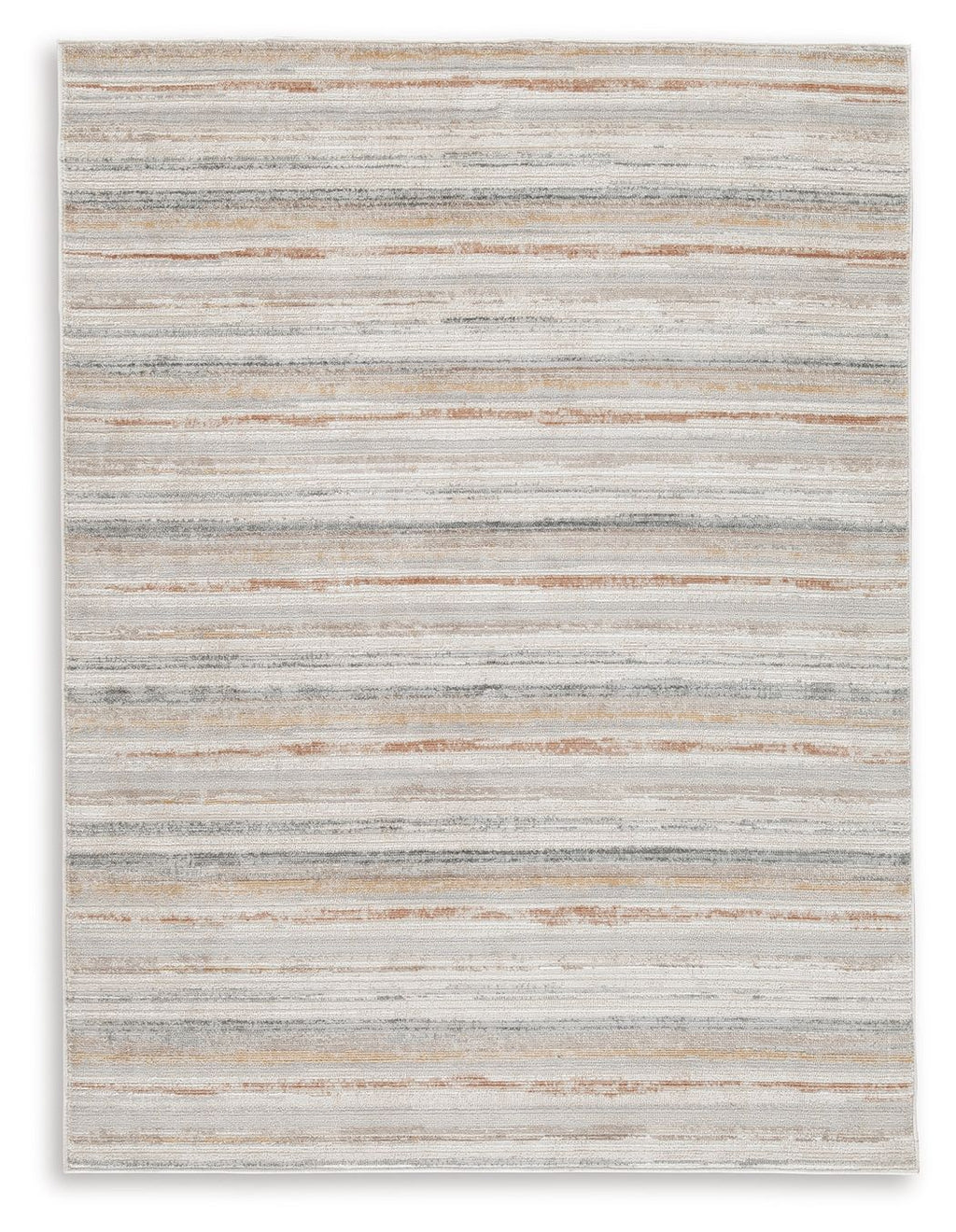Artney rug square with dense light gray and tan horizontal stripe pattern