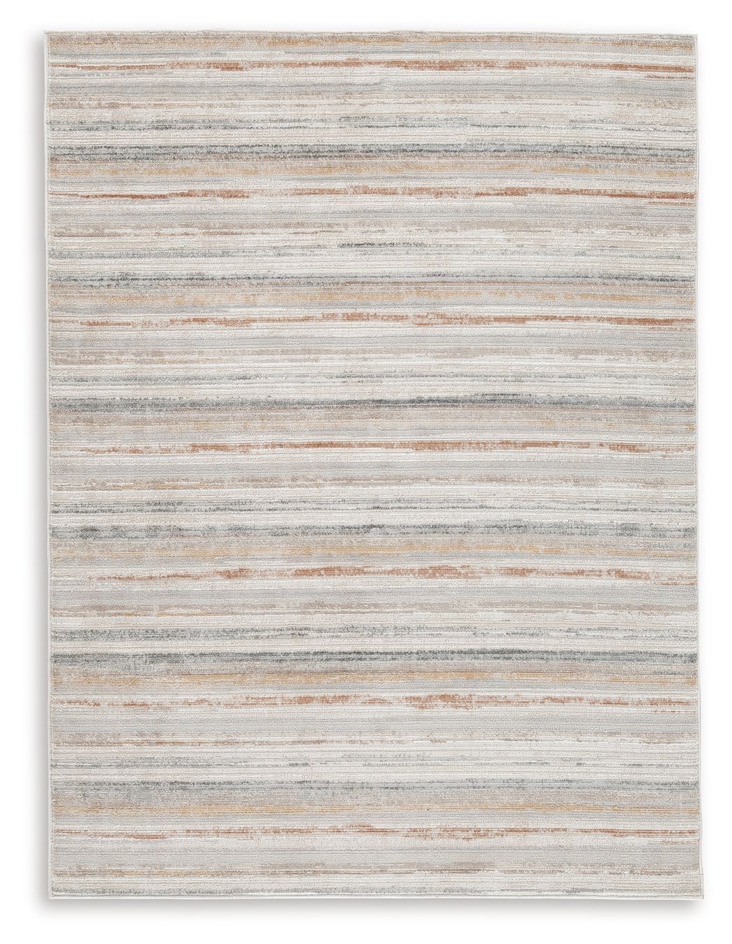 Artney rug square with dense light gray and tan horizontal stripe pattern
