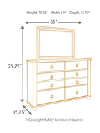 Dresser dimensions diagram: 61" wide, 75.75" high, 15.75" deep