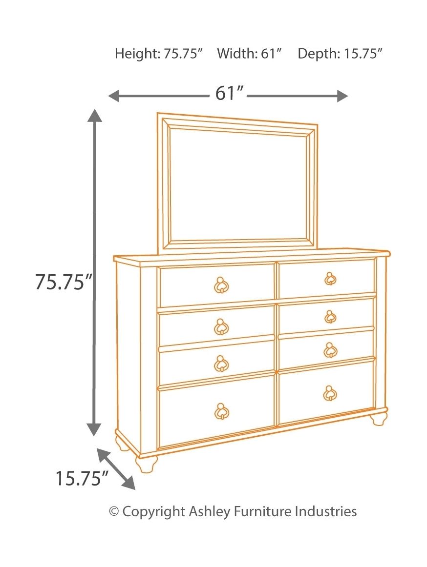Dresser dimensions diagram: 61" wide, 75.75" high, 15.75" deep