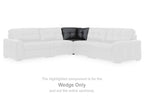 White sectional sofa corner with highlighted dark wedge insert