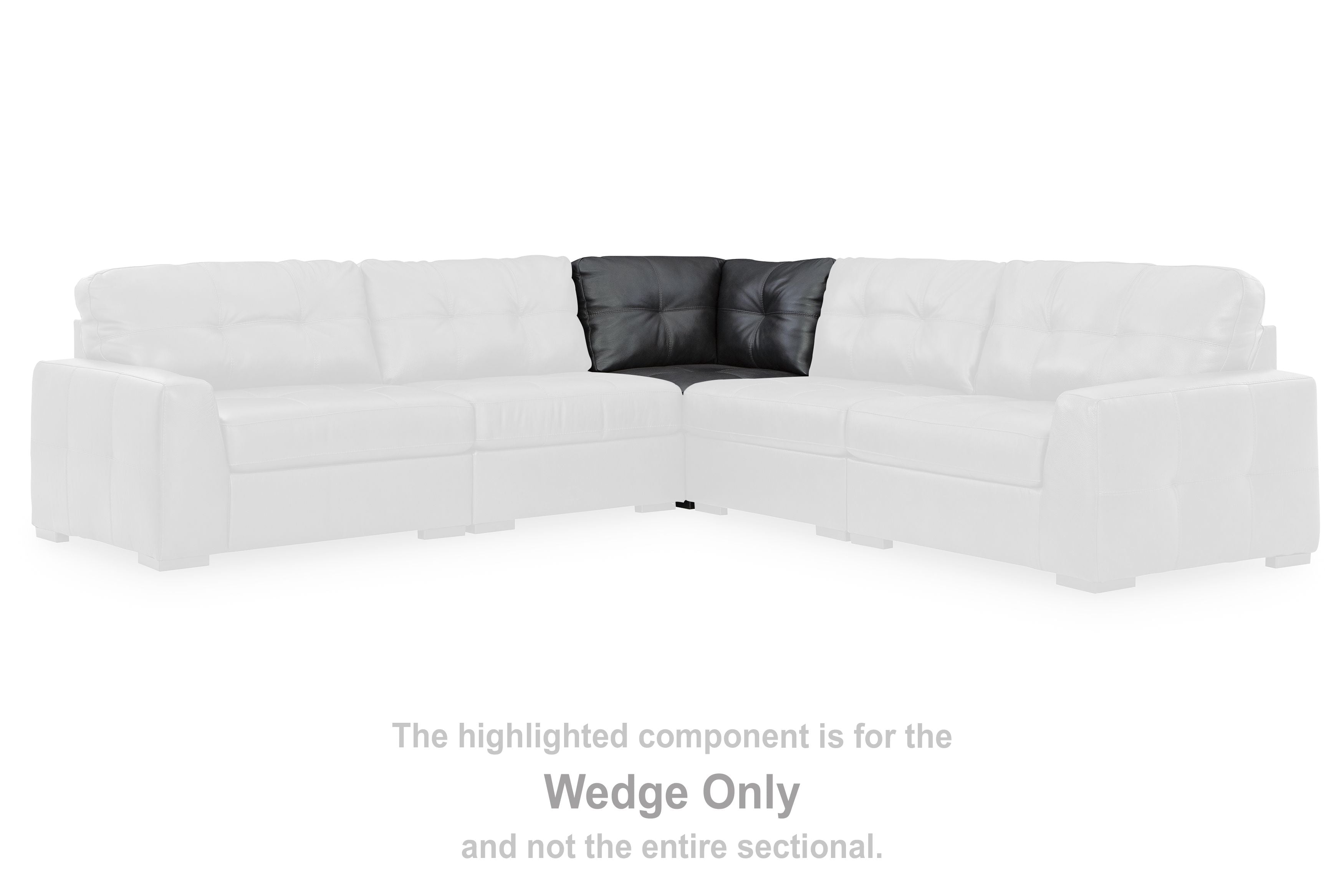 White sectional sofa corner with highlighted dark wedge insert