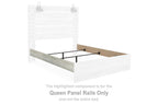 Whitewash queen panel rails for a bed frame with vertical slats