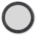 Charcoal accent mirror with thin brass inner frame