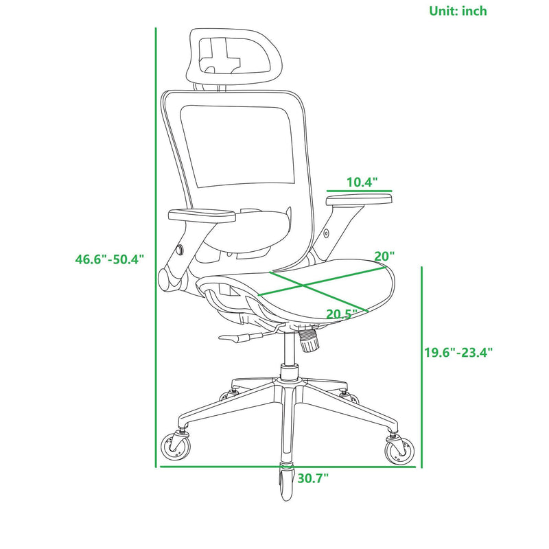 Black Ergonomic Mesh Office Chair w/ Headrest & Flip-Up Arms