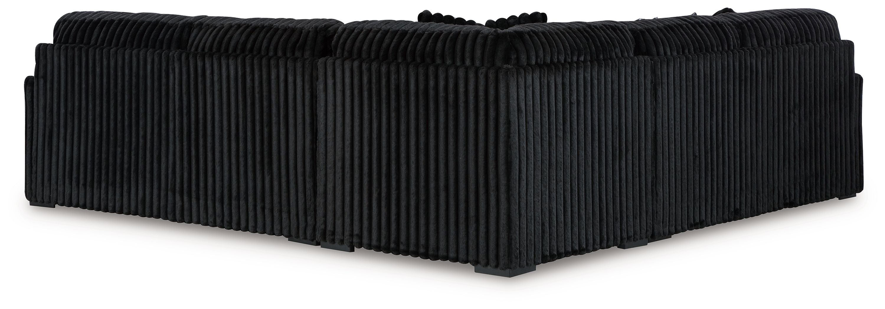 Black corduroy sectional sofa, L-shaped chaise corner