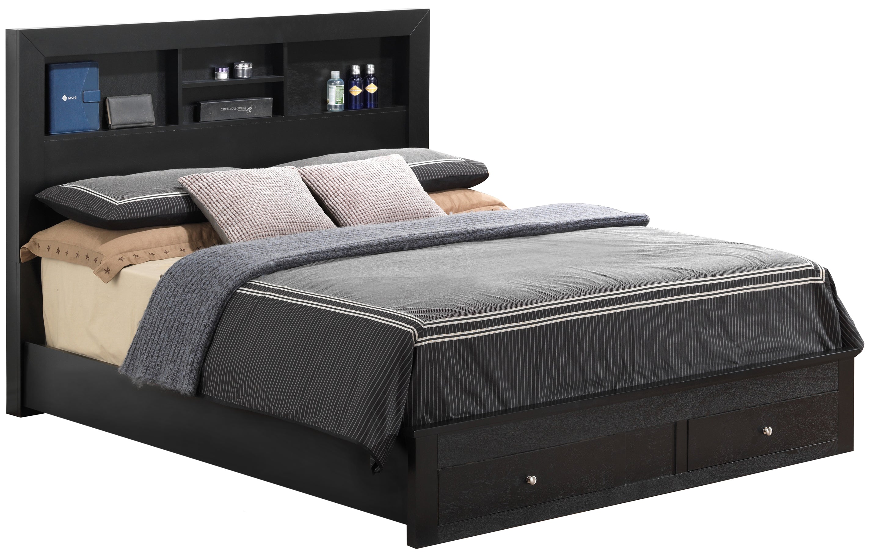 Transitional Black King Storage Bed | Modern Bedroom Furniture