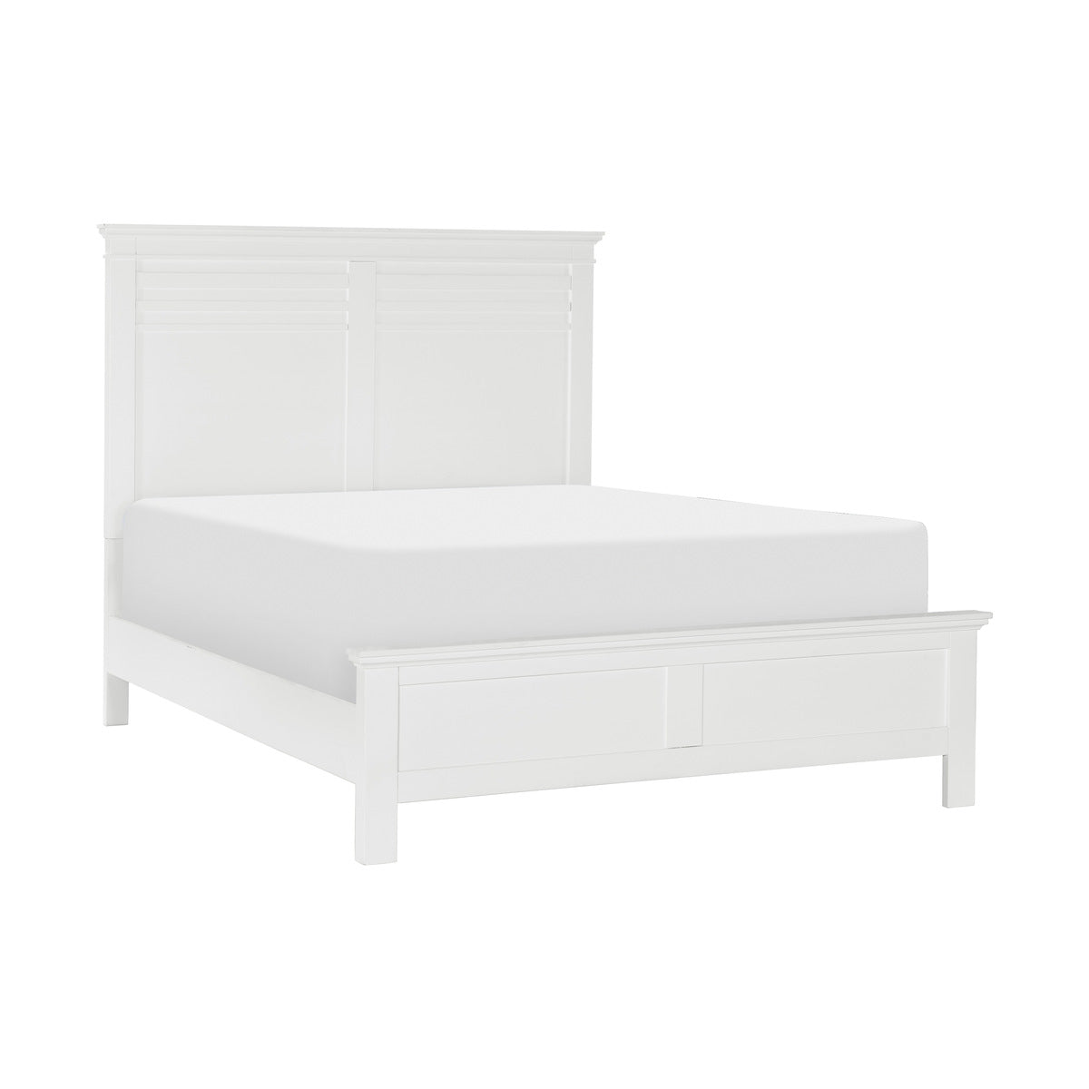 White Queen Panel Bed - Transitional Style Wooden Bedroom Furniture