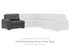 Left-arm facing gray corner chair section with tufted back and armrest