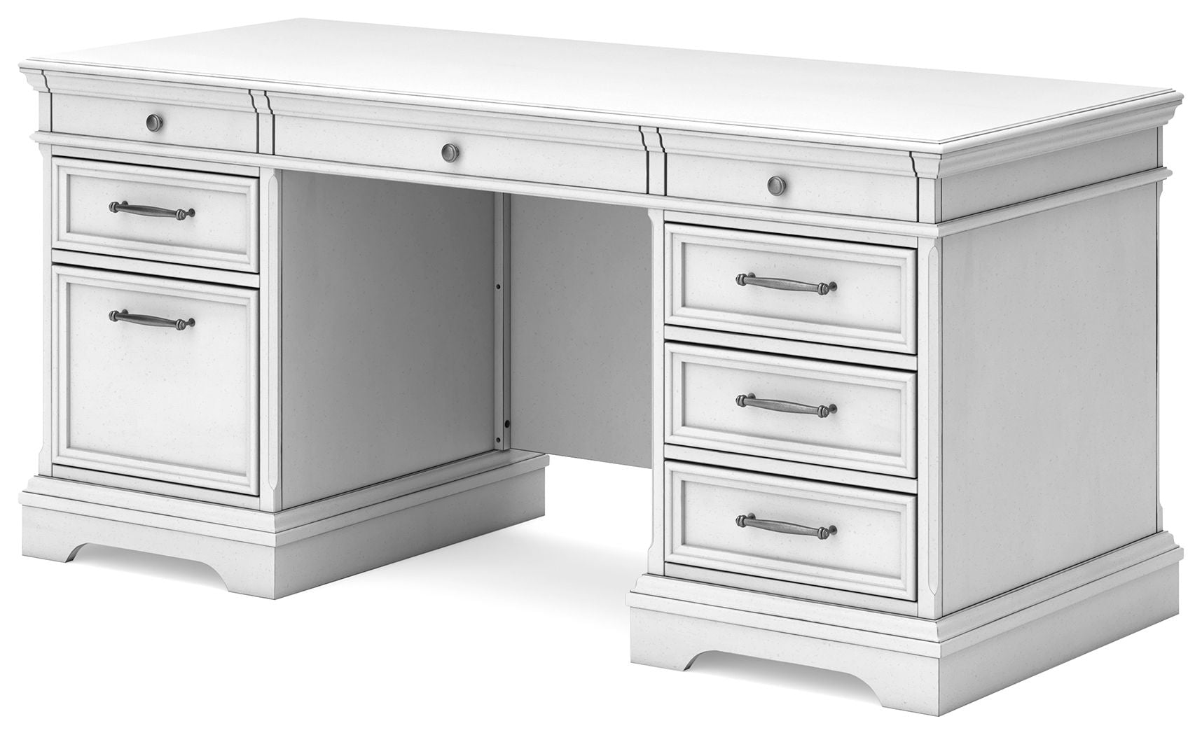 Kanwyn - Whitewash - Home Office Desk With Eight Drawers