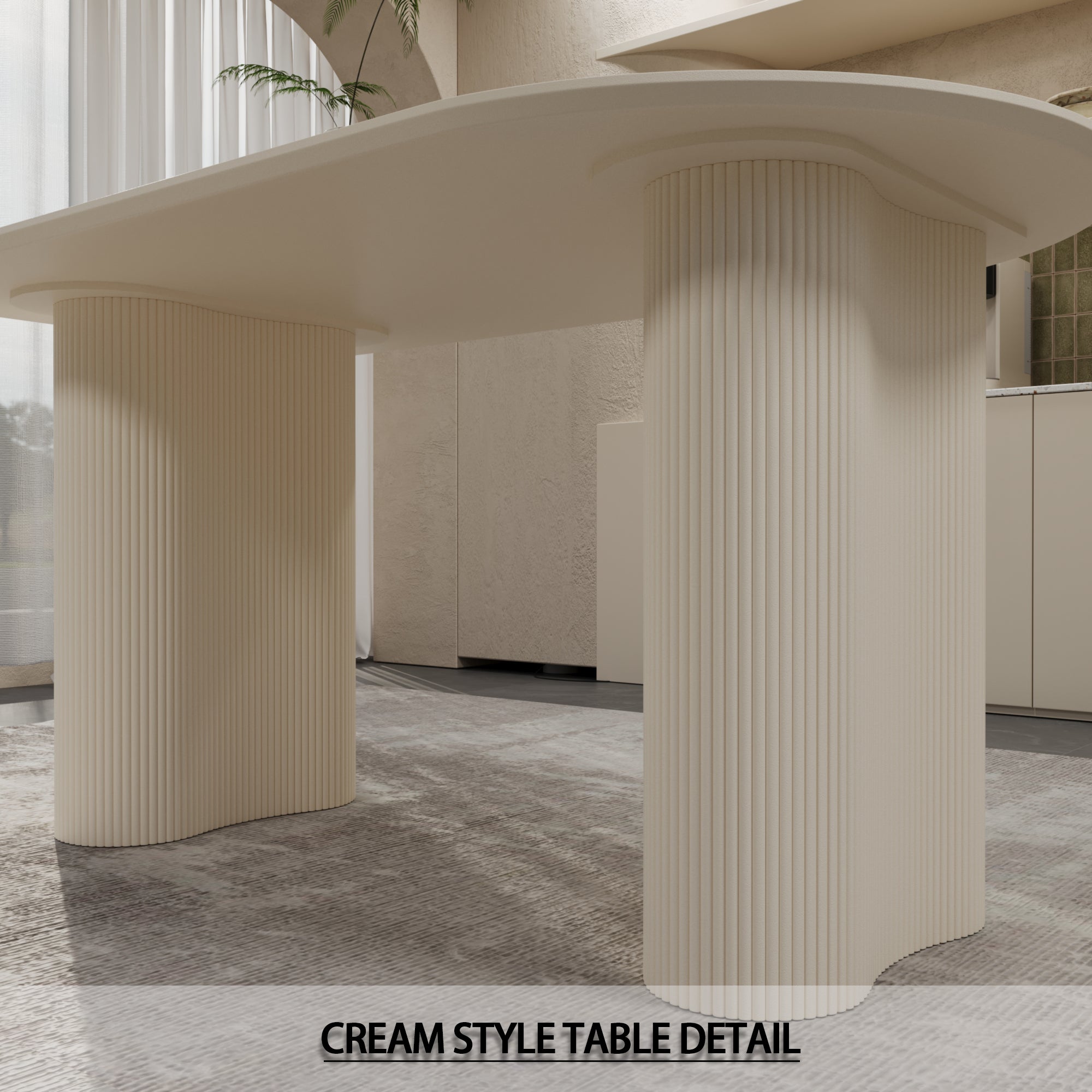 Modern Cream Dining Table & 4 Chairs Set - 63"