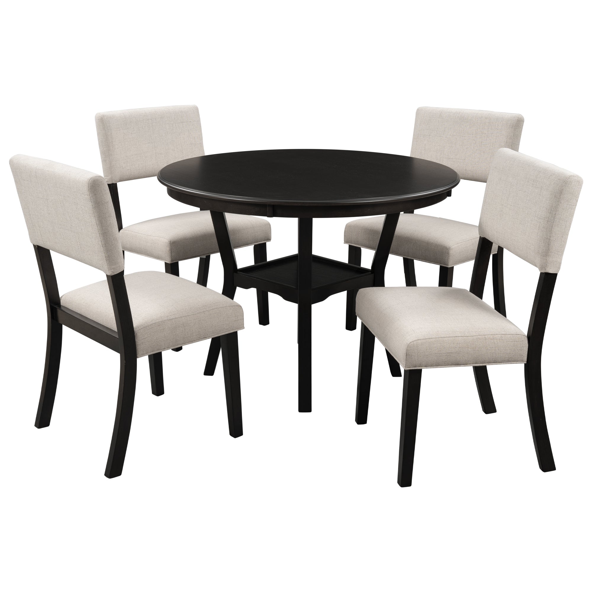 5-Pc Dining Set w/ Round Table & Chairs (Espresso)