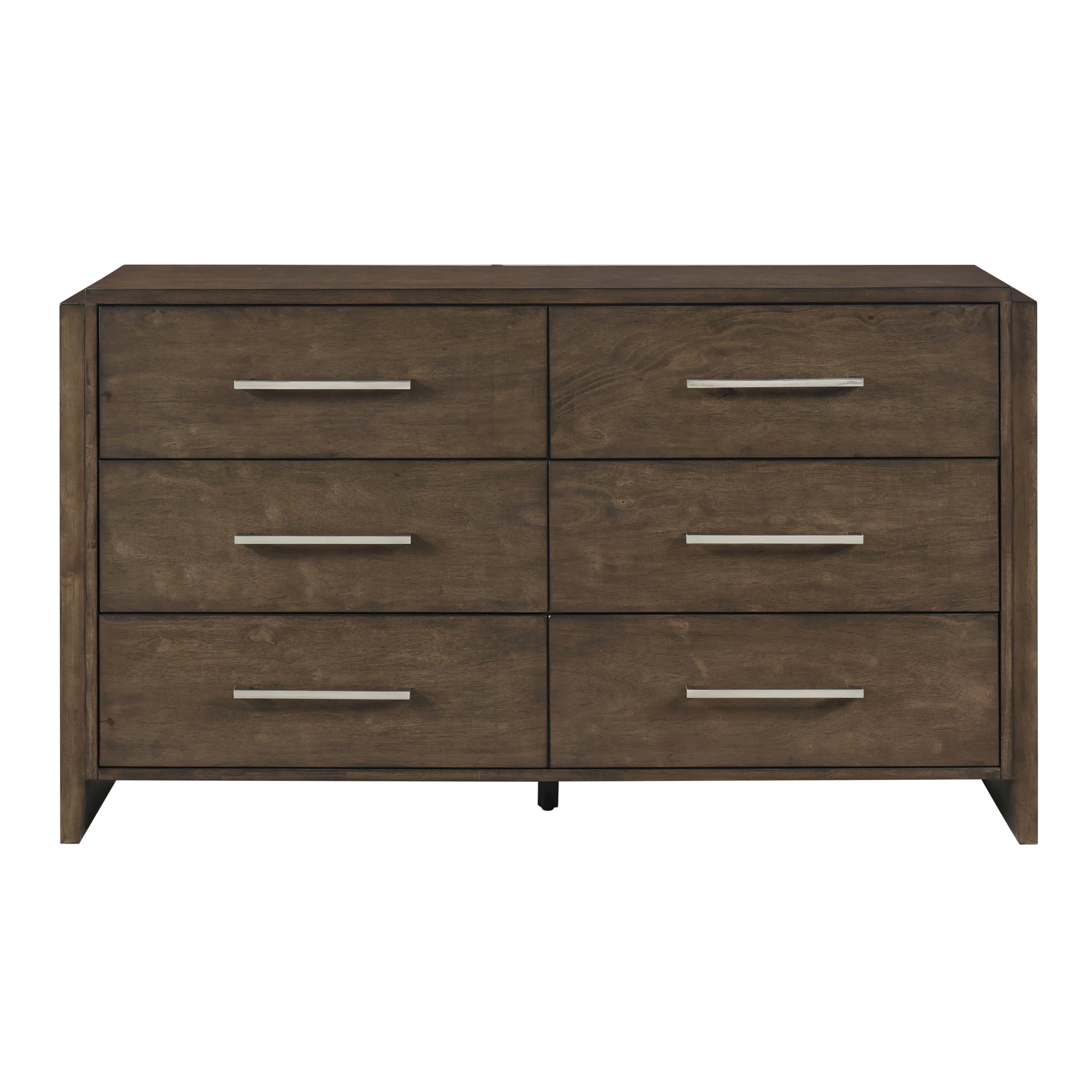 Classic Contemporary Dark Walnut Rubberwood Storage Dresser
