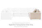 Oyster right-arm facing corner chair section with ottoman-style chaise