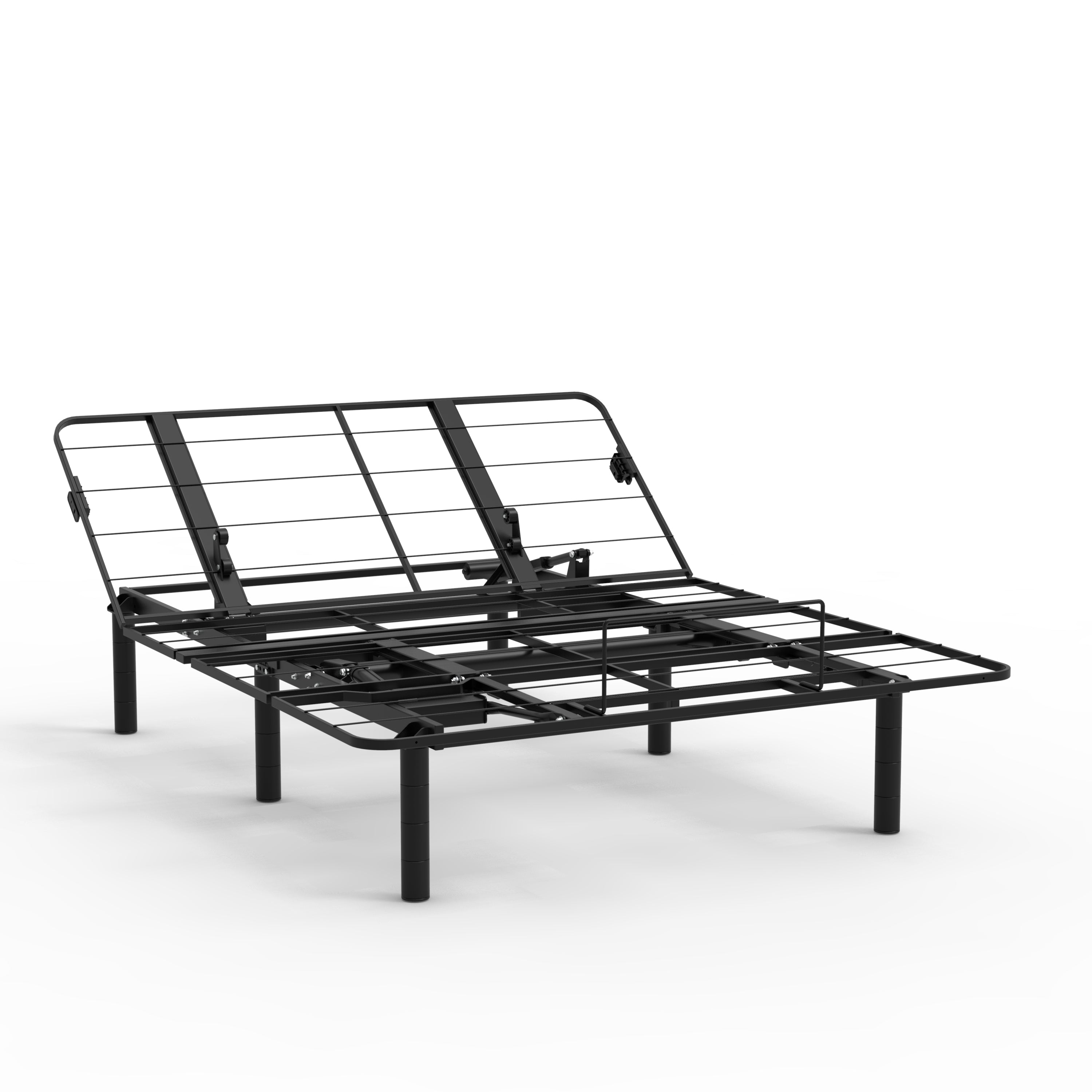 Zero-Clearance Adjustable Bed Base Frame, Quiet Motor, Queen Black Steel