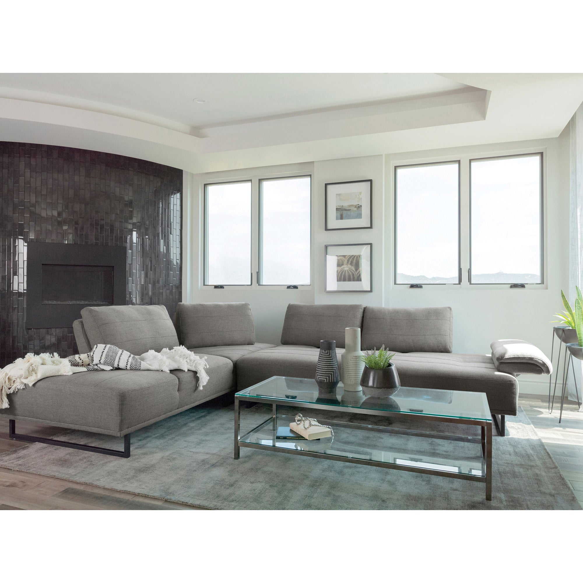 Harnal Taupe L-Shape Sectional with Adjustable Backrest